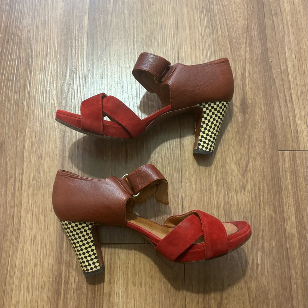 SALE Chie Mihara Red Suede Sandals - Size 40